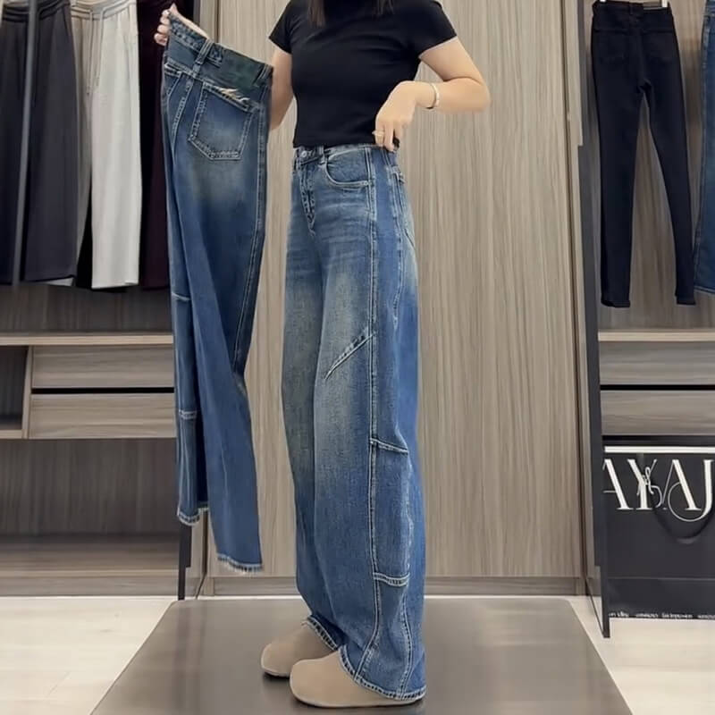 NURO Women's Plus Size Wide Leg Jeans High Waist Relaxed Fit Denim Pants