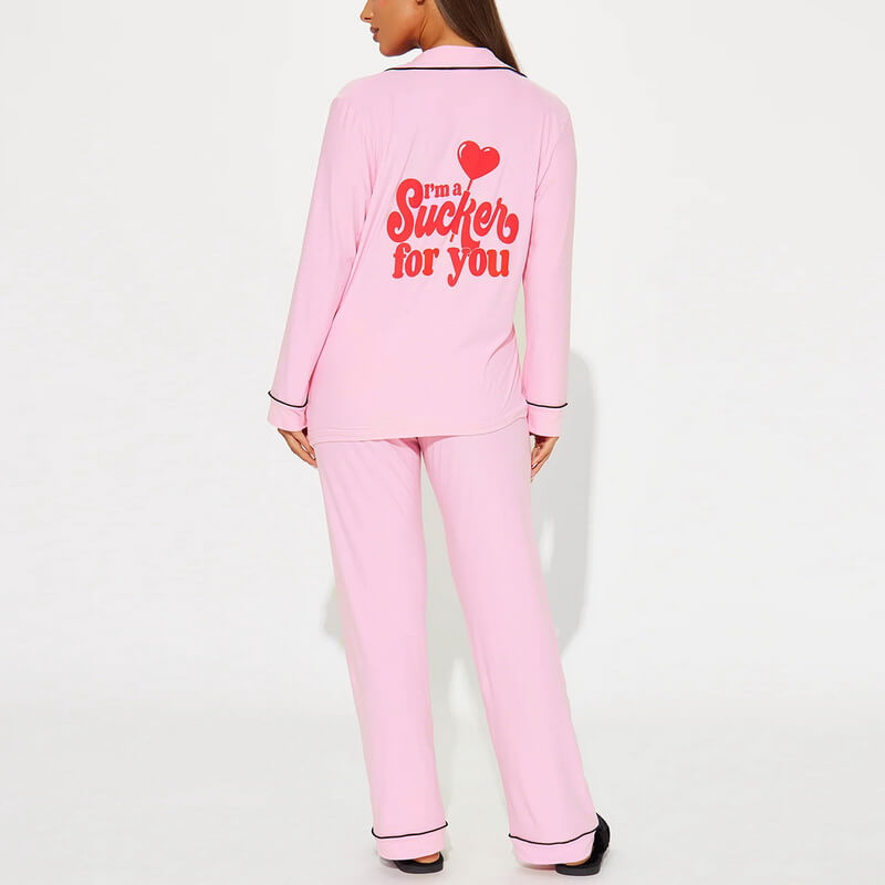 NURO Women's Printed Button-Down Loungewear Set Long Sleeve Pajamas with Pants, Soft Polyester Blend Home Sleepwear for Fall Winter Spring