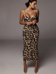 NURO Women's Printed Sleeveless Pencil Dress, Sexy U-Neck Midi Bodycon Dress