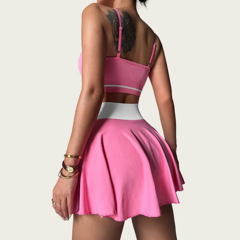 NURO Women's Quick-Dry Sports Skirt Set with Supportive Bra Top