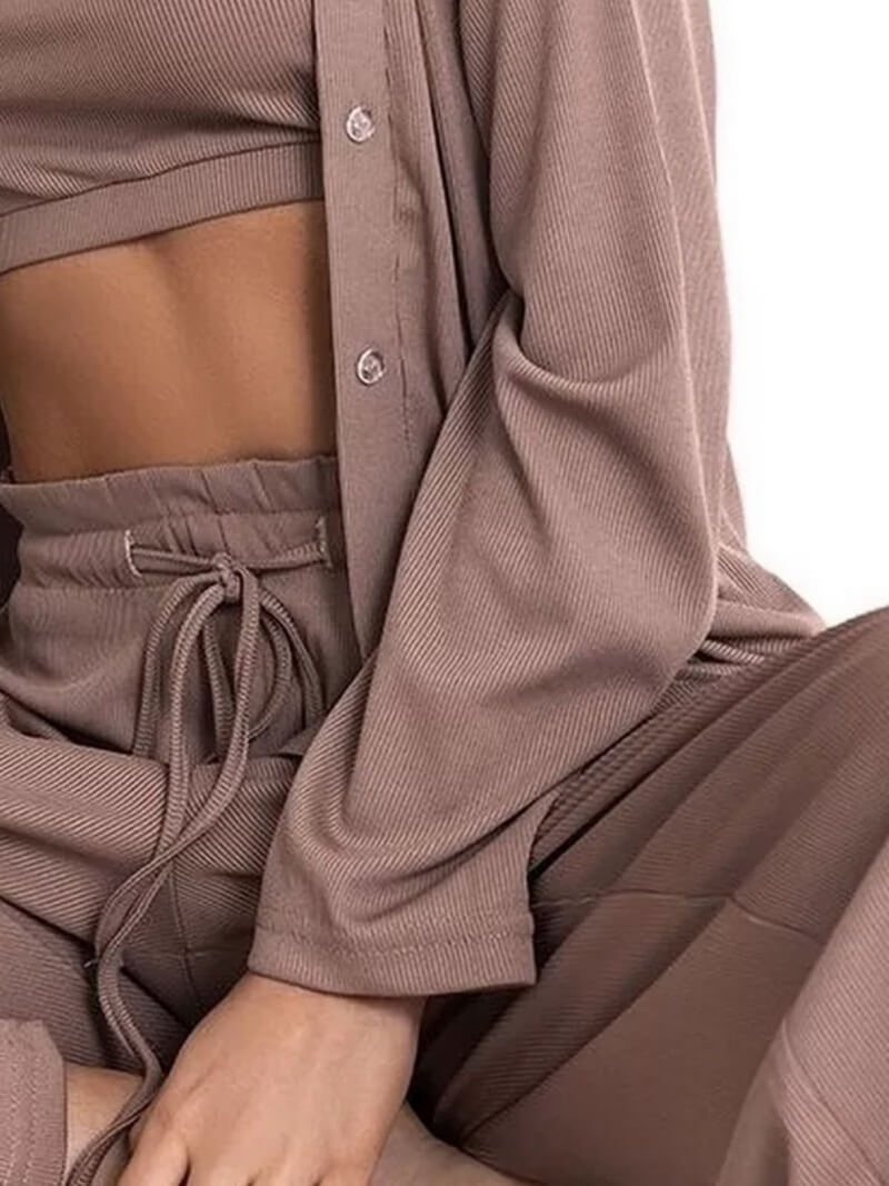 NURO Women's Rayon 3-Piece Loungewear Set with Sleeveless Top and Cardigan, Lightweight Sleepwear for Spring and Fall