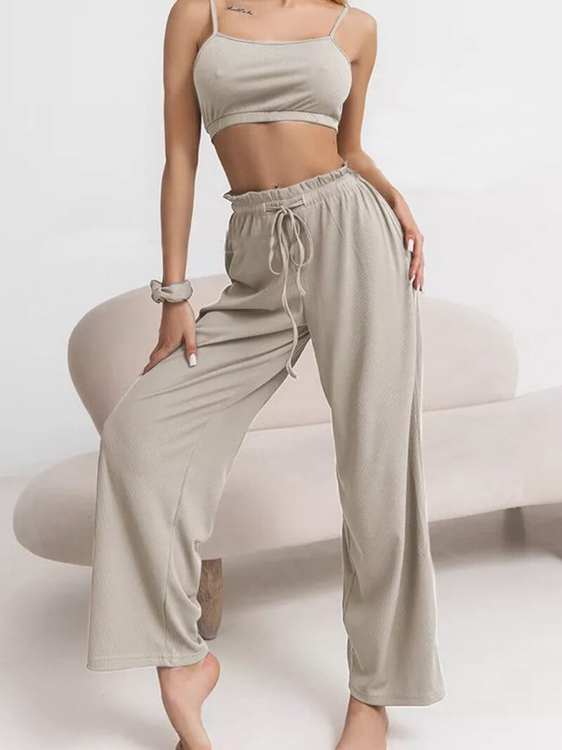 NURO Women's Rayon 3-Piece Loungewear Set with Sleeveless Top and Cardigan, Lightweight Sleepwear for Spring and Fall