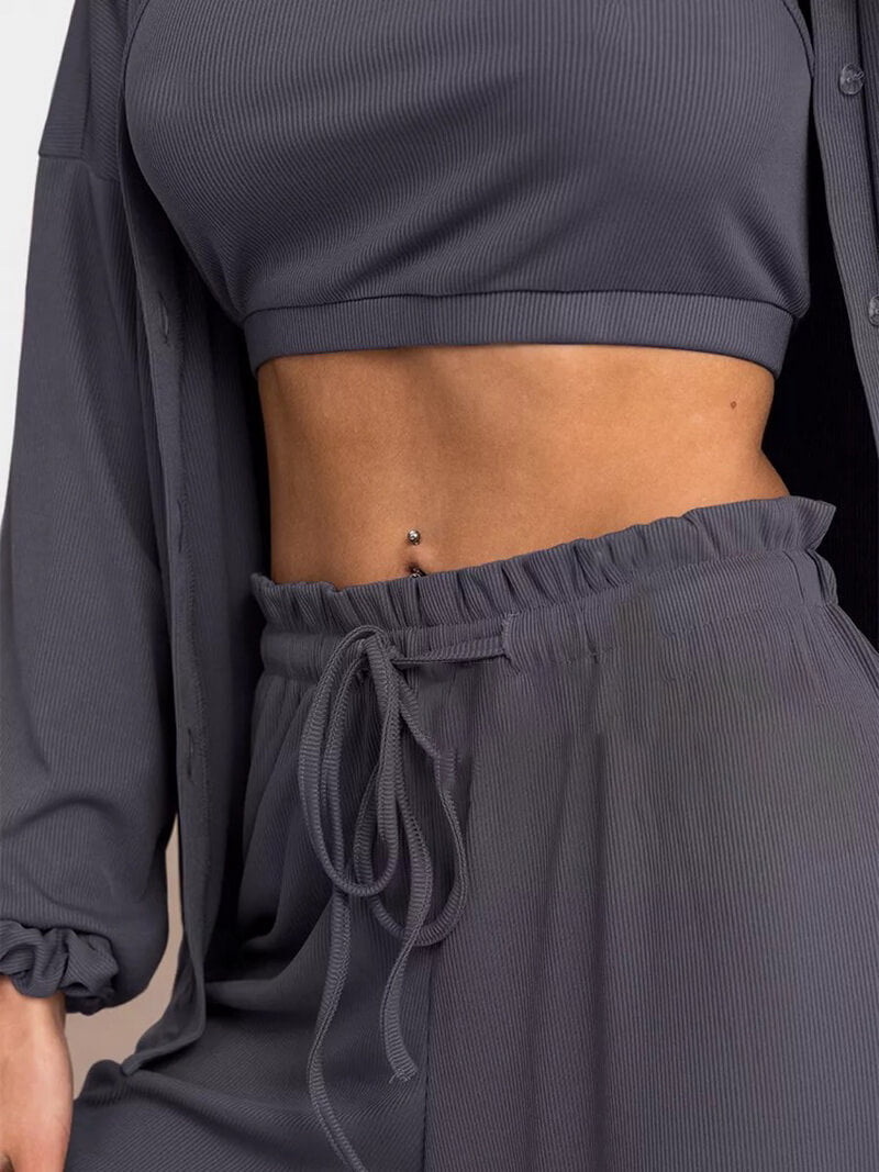 NURO Women's Rayon 3-Piece Loungewear Set with Sleeveless Top and Cardigan, Lightweight Sleepwear for Spring and Fall