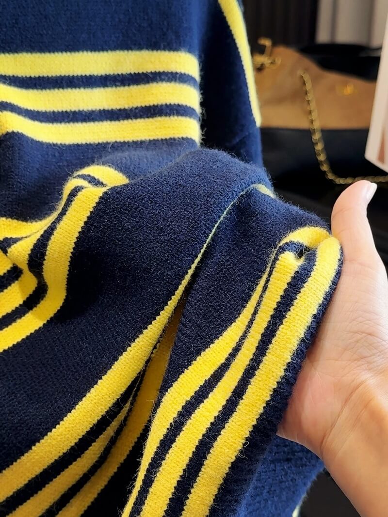 NURO Women's Retro Color Block Striped Collared Knit Sweater, Casual Pullover Top with Turn-Down Collar