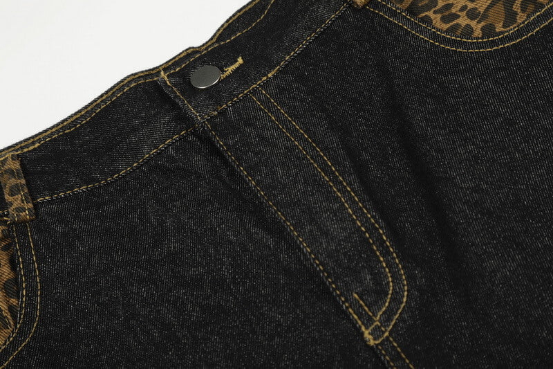 NURO Women's Retro Embroidered Straight Leg Jeans, Vintage Blue and Black Denim Pants for Fall