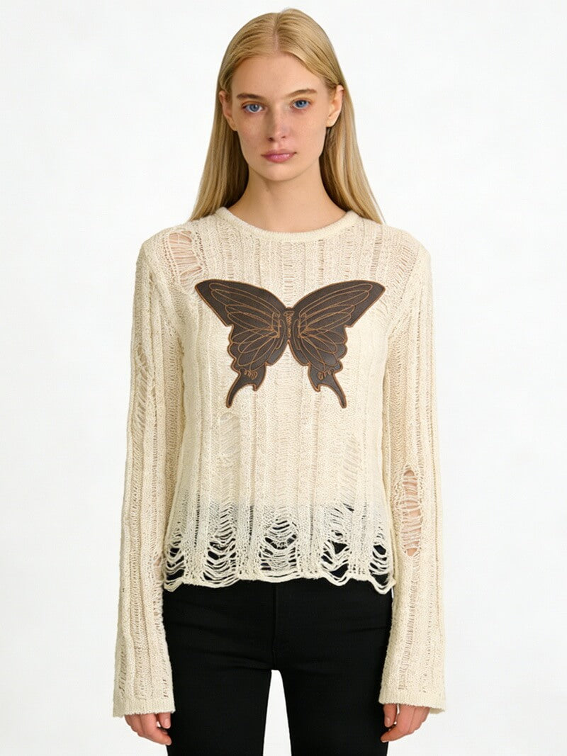 NURO Women's Retro Long Sleeve Knit Top, Slim Fit Statement Sweater