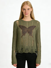 NURO Women's Retro Long Sleeve Knit Top, Slim Fit Statement Sweater