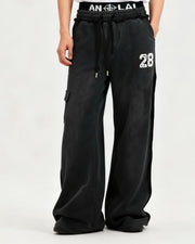 NURO Women's Retro Split Hem Wide Leg Pants, Loose Fit Knit Trousers for Casual Street Style