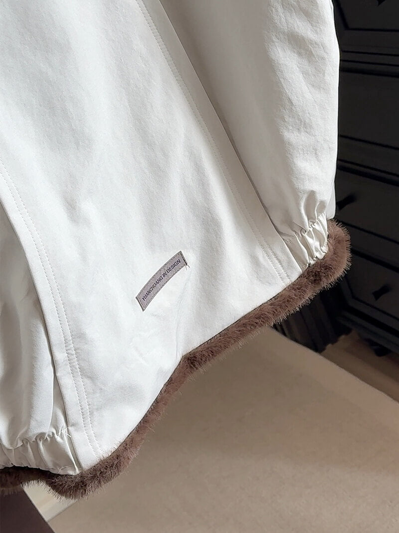 NURO Women's Reversible Faux Fur Jacket – Detachable Collar Oversized Coat