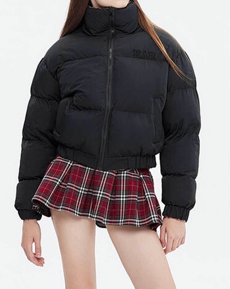 NURO Women's Reversible Puffer Jacket, Short Stand Collar Quilted Coat, Loose Fit Winter Outerwear