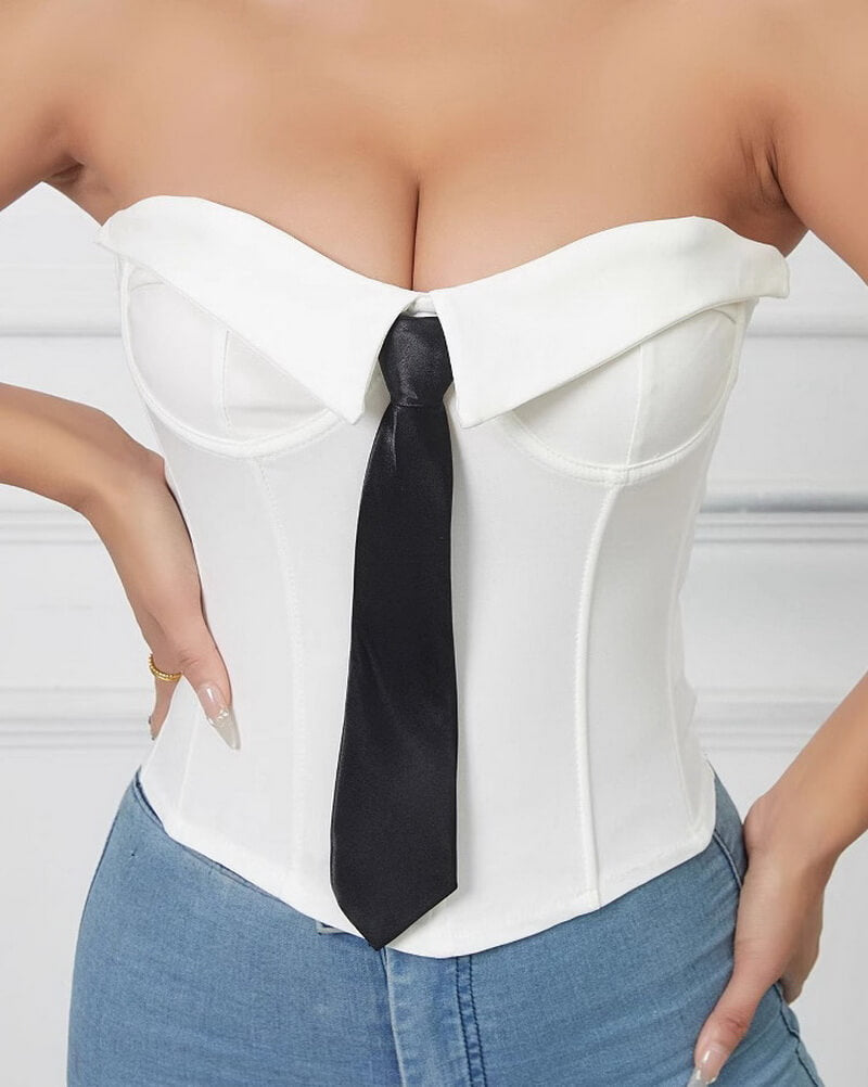 NURO Women's Ribbed Bustier Top – Built-In Bra Cami with Removable Padding