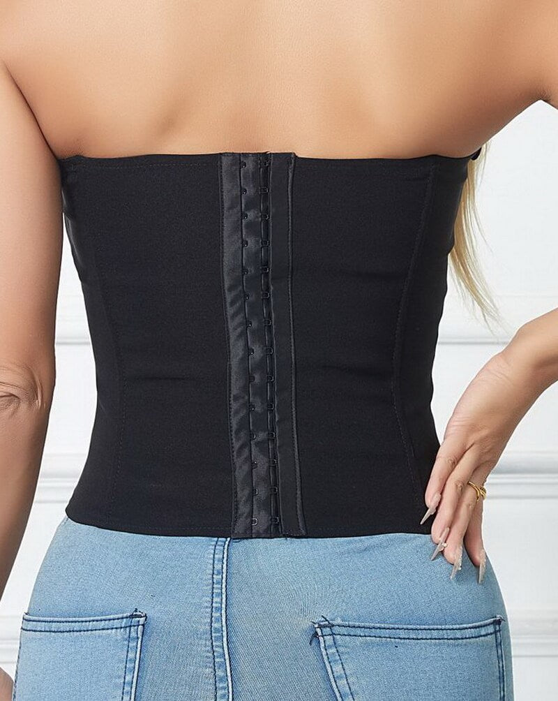 NURO Women's Ribbed Bustier Top – Built-In Bra Cami with Removable Padding