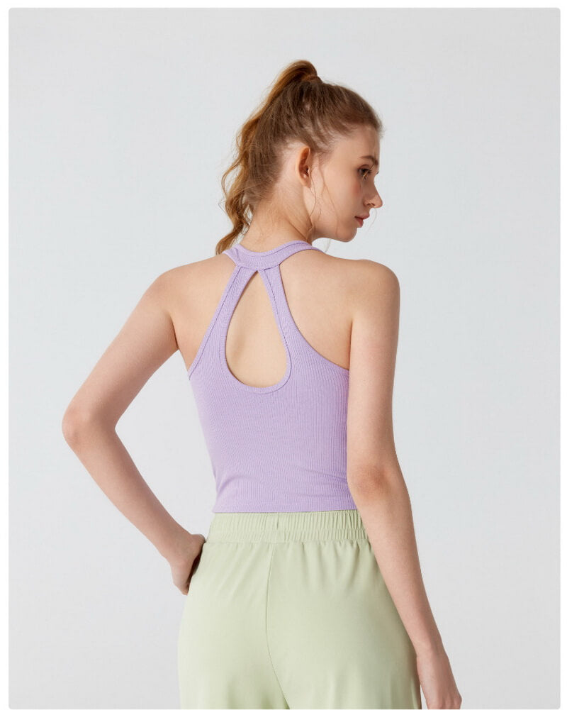 NURO Women's Ribbed French Back High-Support Sports Bra