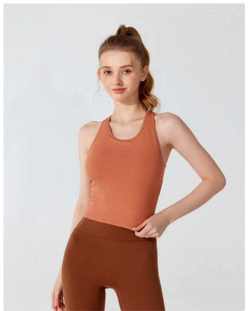 NURO Women's Ribbed French Back High-Support Sports Bra