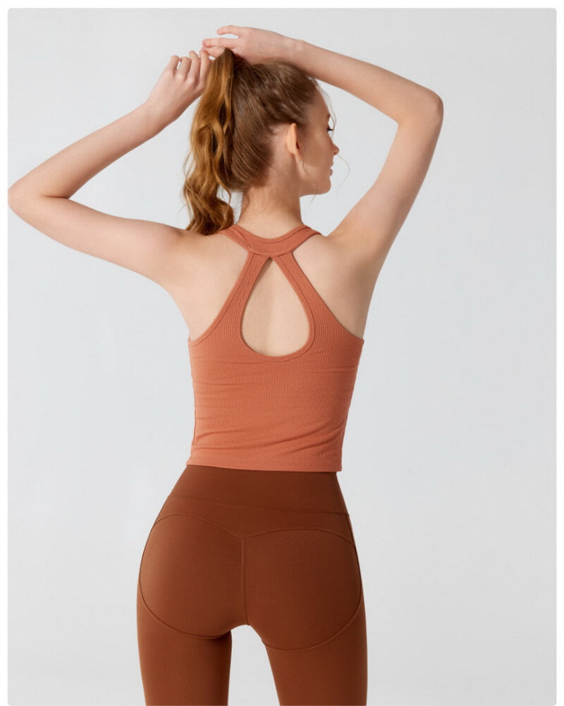 NURO Women's Ribbed French Back High-Support Sports Bra