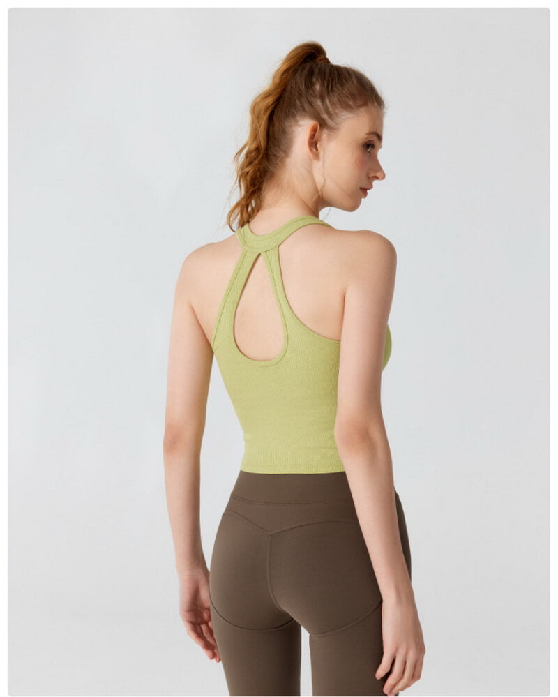 NURO Women's Ribbed French Back High-Support Sports Bra