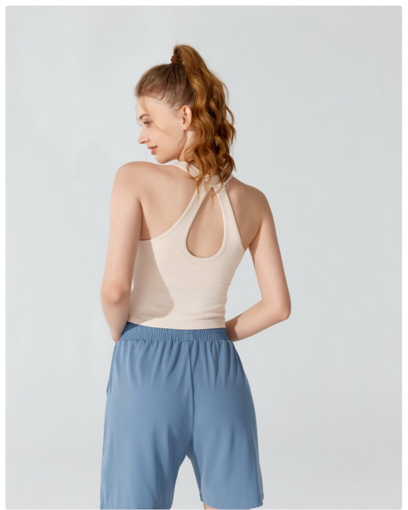 NURO Women's Ribbed French Back High-Support Sports Bra