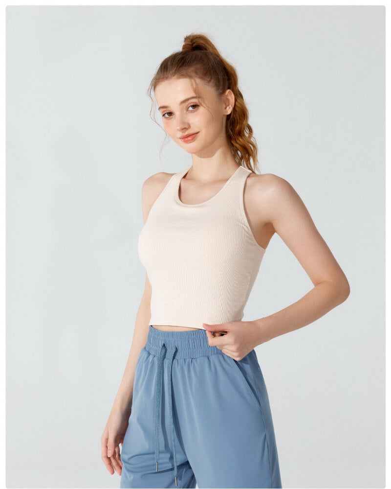 NURO Women's Ribbed French Back High-Support Sports Bra