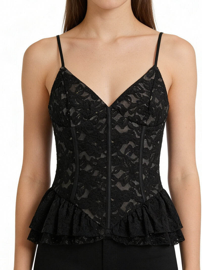 NURO Women's Ribbed Knit Bustier Top - Sexy Crop Top with Flared Hem