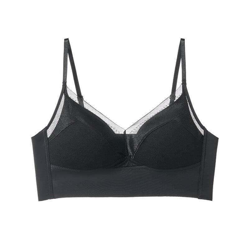 NURO Women's Ribbed Lace Bandeau, Seamless Thin Cup Bra Top