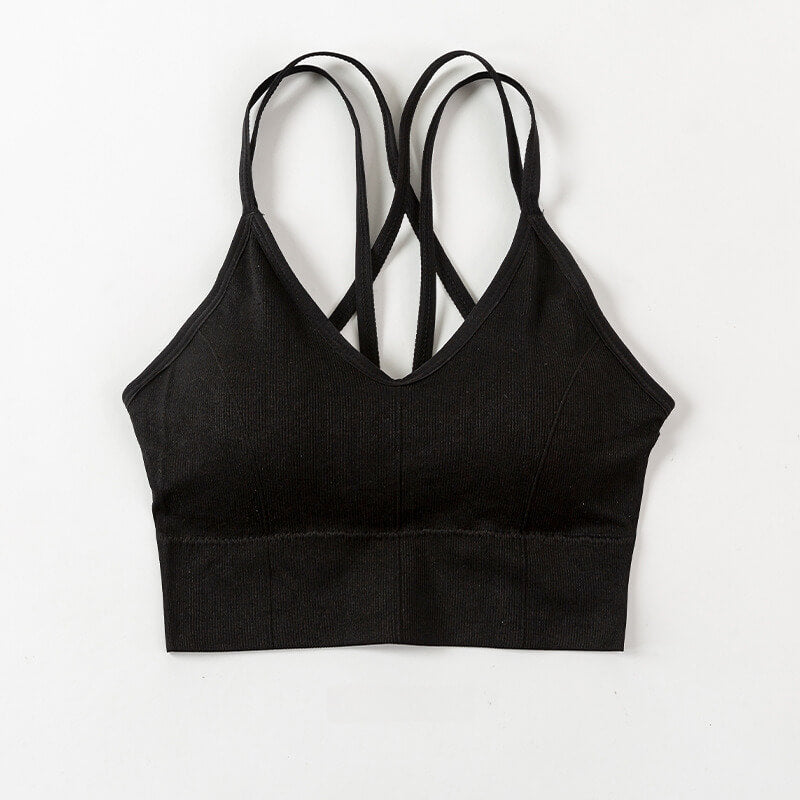 NURO Women's Ribbed Longline Bralette, Medium Support Sports Bra Top