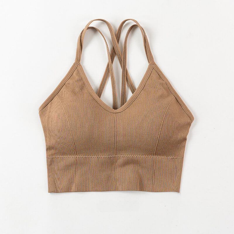 NURO Women's Ribbed Longline Bralette, Medium Support Sports Bra Top