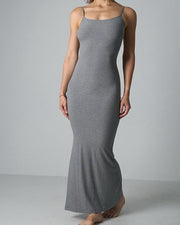 NURO Women's Ribbed Modal Slip Dress, Sleeveless Bodycon Maxi Gown