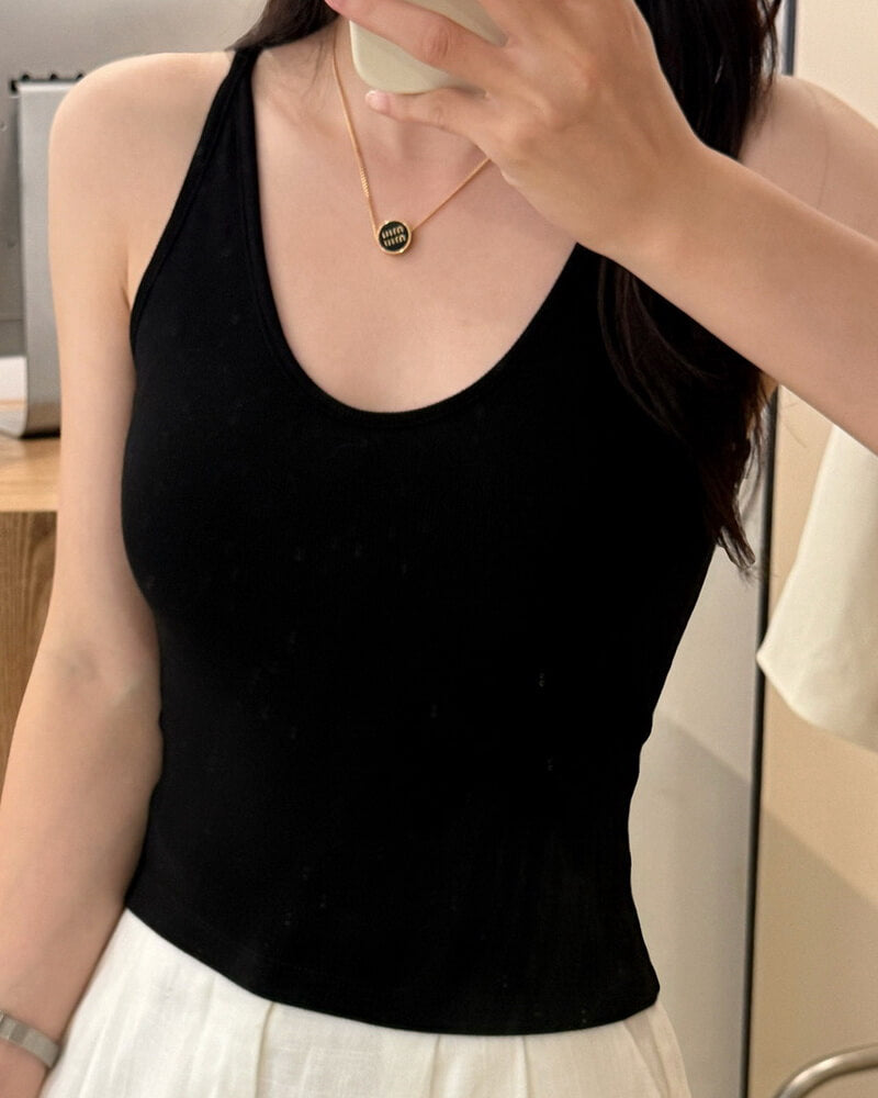 NURO Women's Ribbed V-Neck Cami Tank Top with Built-In Shelf Bra