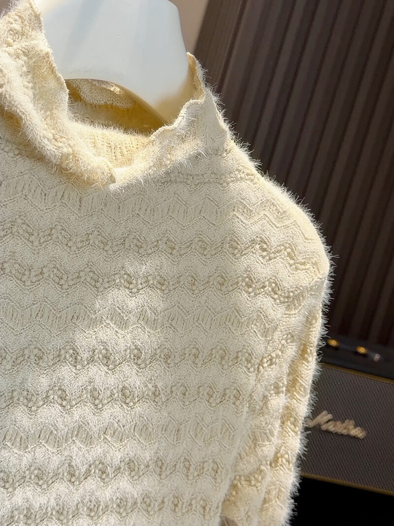 NURO Women's Ruffled High-Neck Lace Blouse, Sheer Long Sleeve Top for Layering and Casual Wear