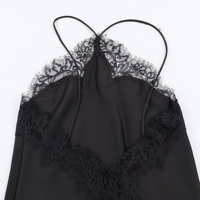 NURO Women's Satin Slip Mini Dress with V Neck - Elegant Night Out Dress