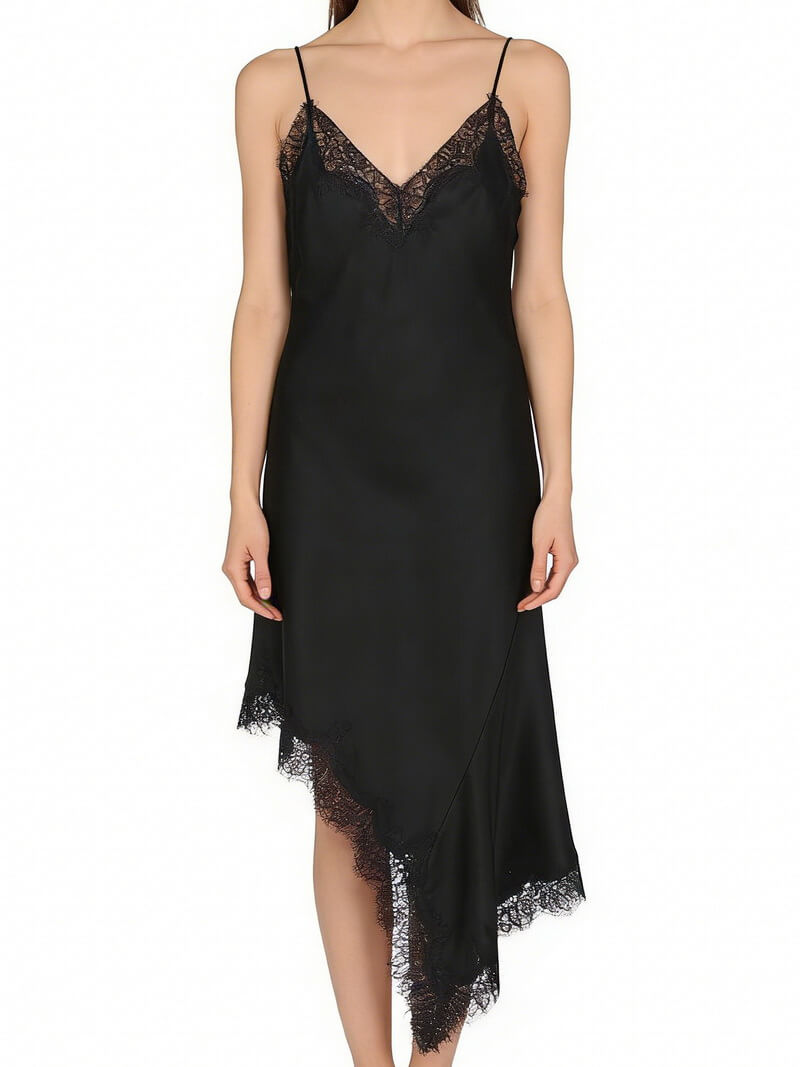 NURO Women's Satin Slip Mini Dress with V Neck - Elegant Night Out Dress