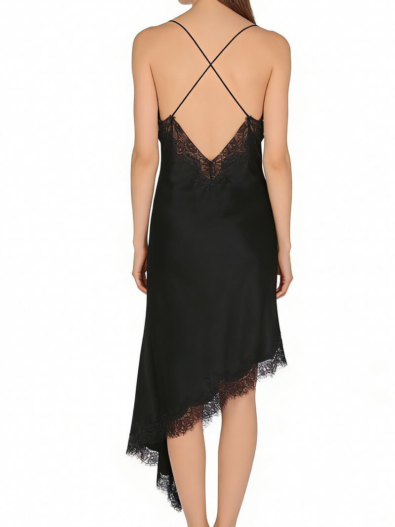 NURO Women's Satin Slip Mini Dress with V Neck - Elegant Night Out Dress