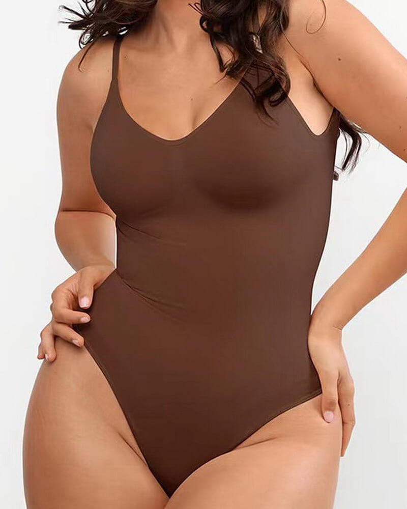 NURO Women's Seamless Bodysuit with Thong, Tummy Control and Backless Strappy Design