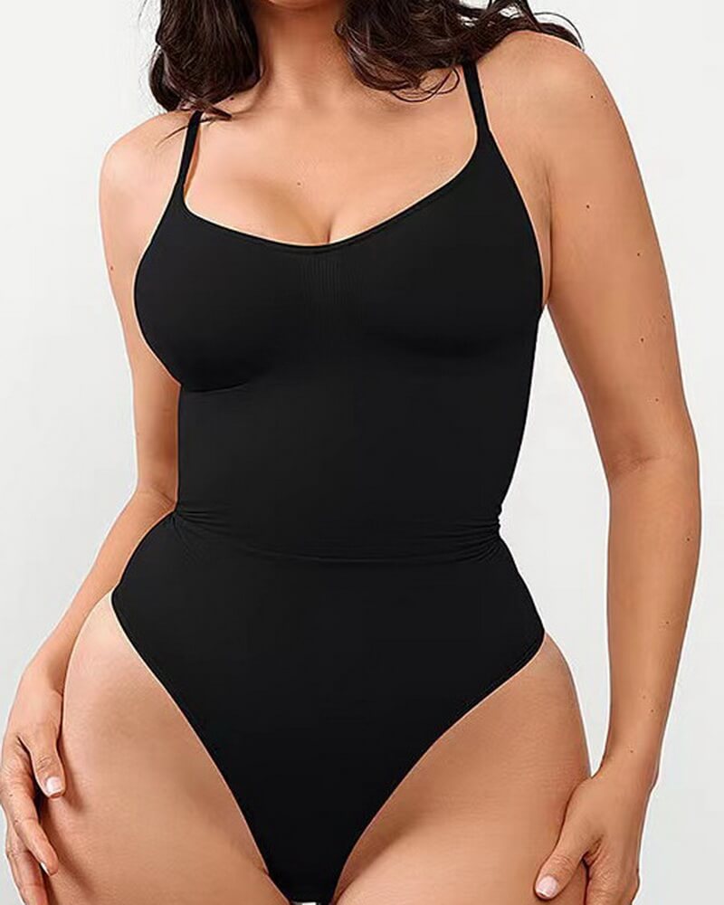 NURO Women's Seamless Bodysuit with Thong, Tummy Control and Backless Strappy Design