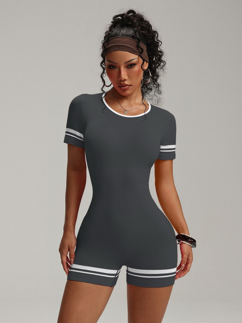 NURO Women's Seamless Color Block Workout Bodysuit