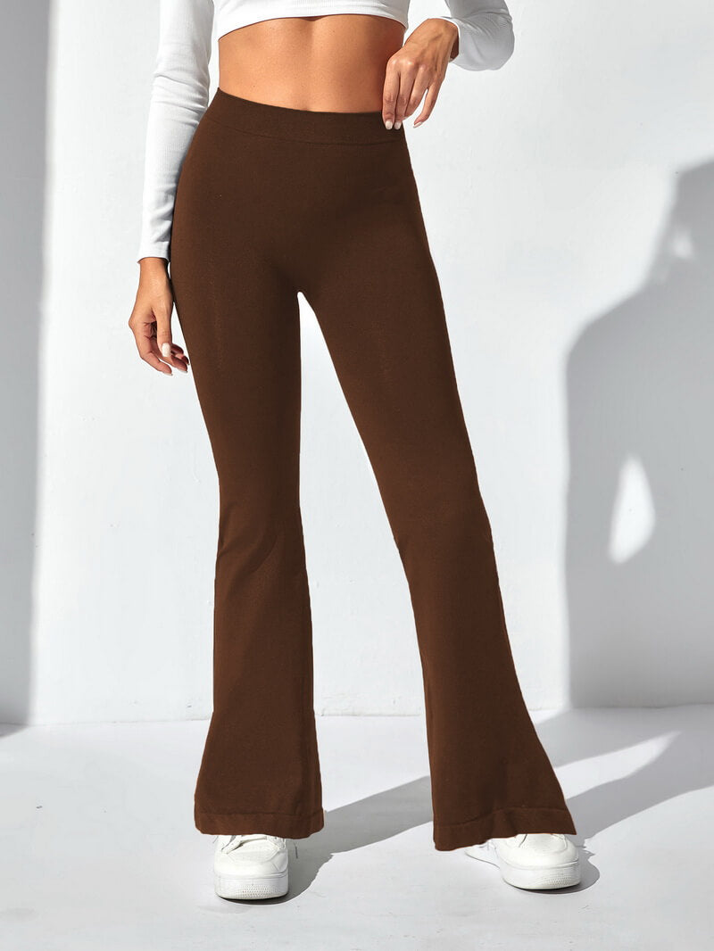 NURO Women's Seamless High-Waist Flared Yoga Pants with V-Cut Back