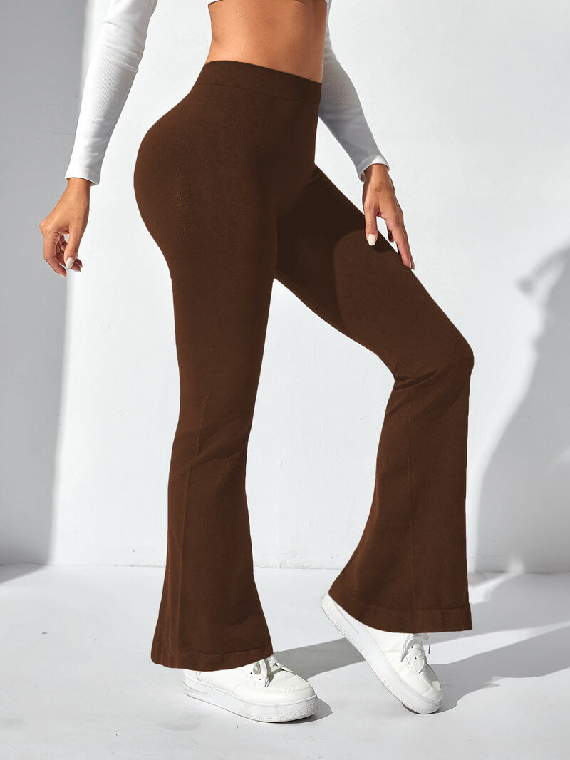 NURO Women's Seamless High-Waist Flared Yoga Pants with V-Cut Back