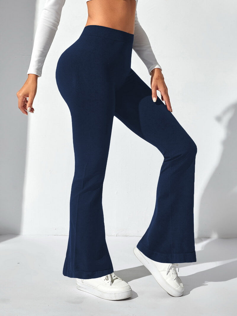 NURO Women's Seamless High-Waist Flared Yoga Pants with V-Cut Back