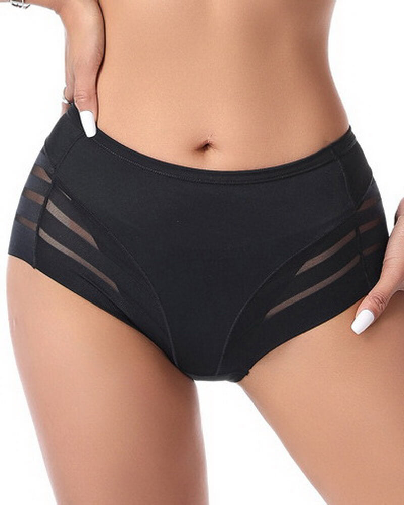 NURO Women's Seamless Lace Waistband Panty, Breathable Mid-Rise Underwear