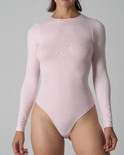 NURO Women's Seamless Long Sleeve Bodysuit, T-Shirt Style Slimming One-Piece