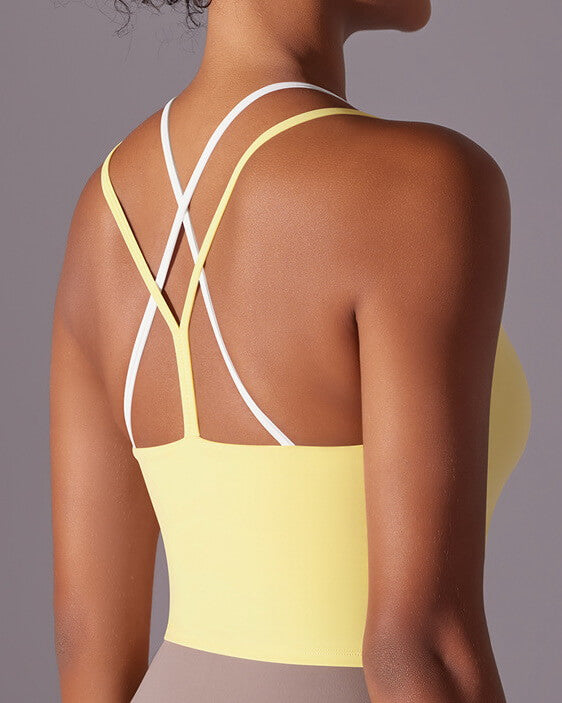 NURO Women's Seamless Racerback Sports Bra, Built-In Cup Workout Tank Top