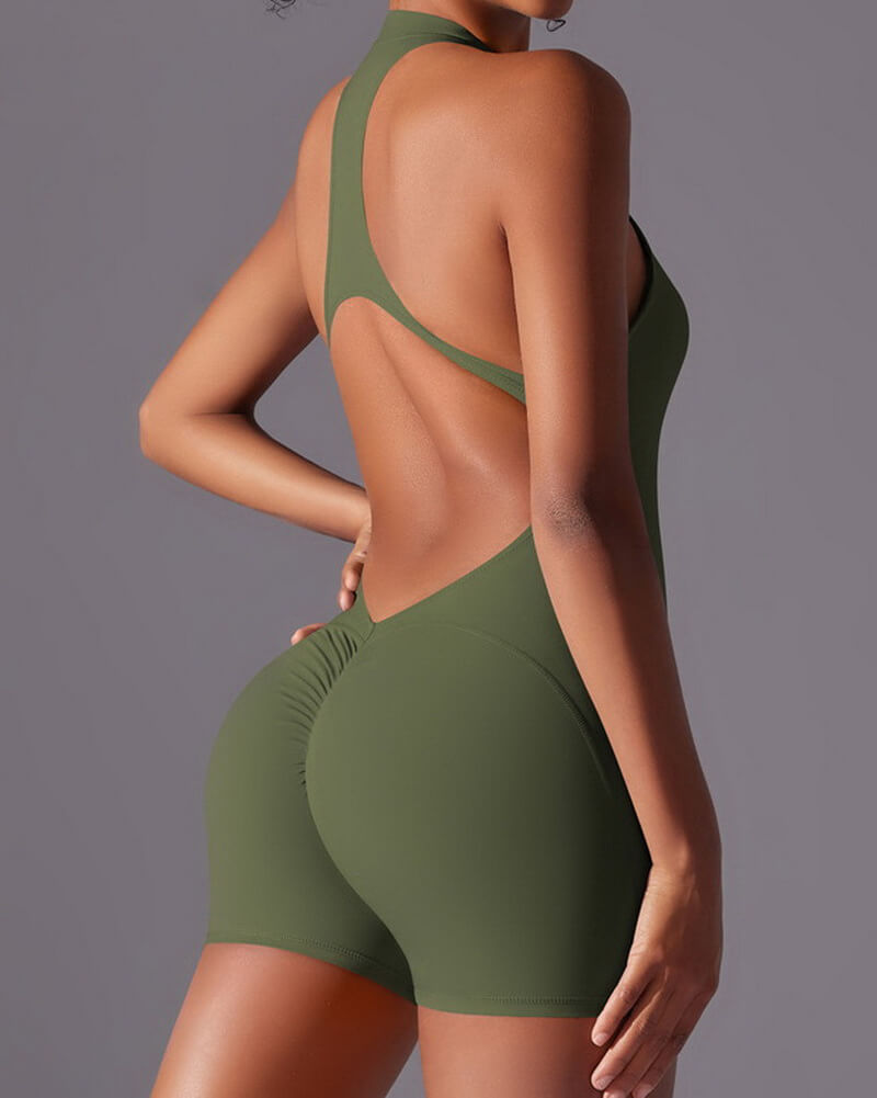 NURO Women's Seamless Zip-Front High-Intensity Workout Bodysuit