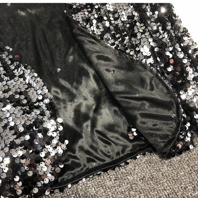 NURO Women's Sequin Blazer - Short, Sparkling, V-Neck, Party Jacket