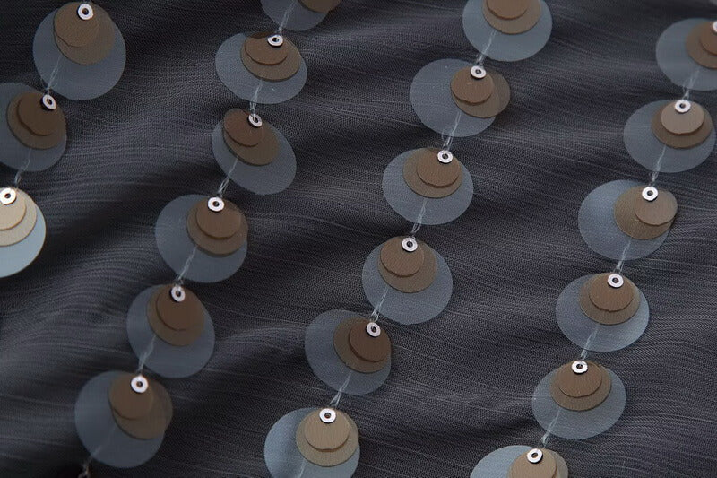 NURO Women's Sequin Trim V-Neck Long Sleeve Romper