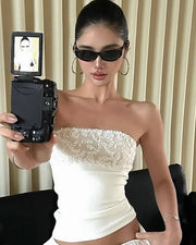 NURO Women's Sequin Tube Top Strapless Bustier Crop Top