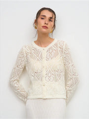 NURO Women's Sheer Lace Button-Up Cardigan, Long Sleeve Lightweight Cover-Up