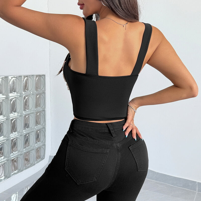NURO Women's Sheer Mesh Contrast Trim Corset Top