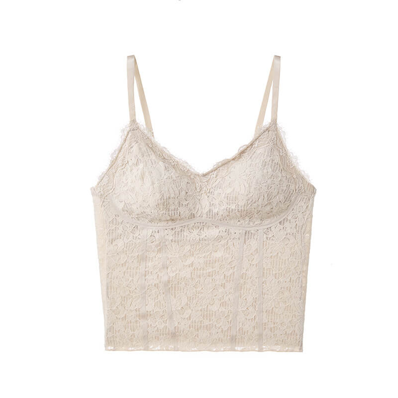 NURO Women's Sheer Mesh Lace Cami, Built-In Bra Sleeveless Top