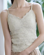 NURO Women's Sheer Mesh Lace Cami, Built-In Bra Sleeveless Top