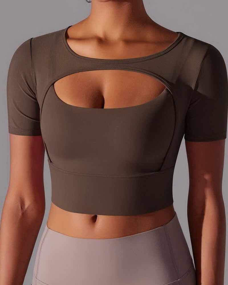 NURO Women's Sheer Mesh Long Sleeve Top, Layered Sports Bra Workout Shirt